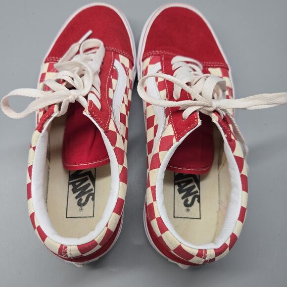 Vans Men's Old Skool Primary Skate Checkerboard Racing Red White Shoes M 7.5/ W9 - Picture 9 of 11